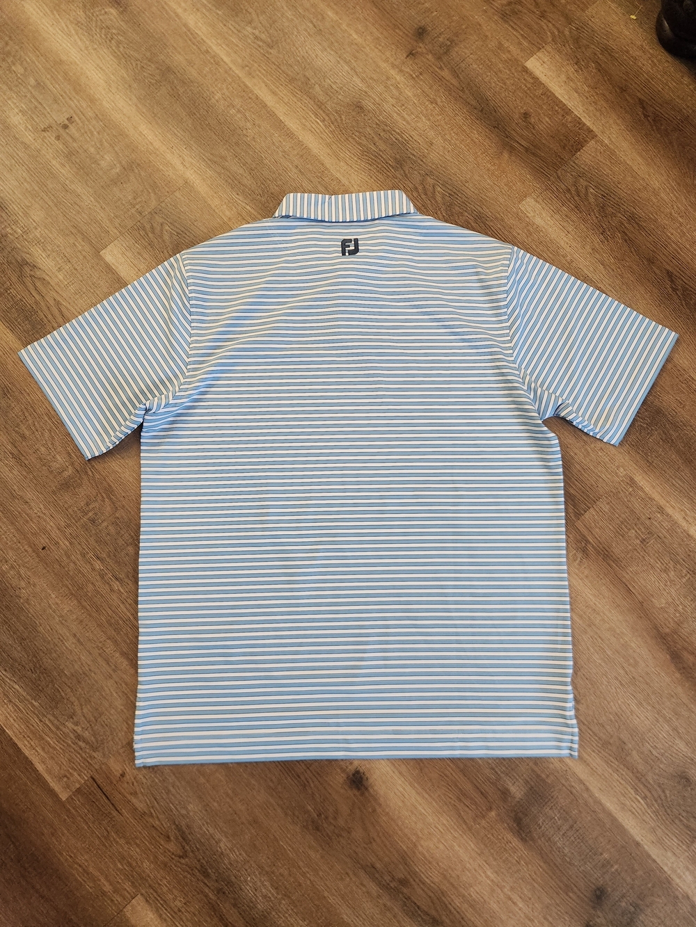 FootJoy NWT Lisle Mini Stripe Men's Golf Polo XL Blue/White Striped Wicking - Picture 9 of 10